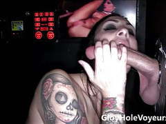 KiloMatures presents: Sexy brunette sucks big cock in gloryhole