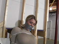 KiloMatures presents: Chesty blonde restrained with zip ties & gagged