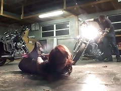 KiloMatures presents: Biker girl hogtied in the garage