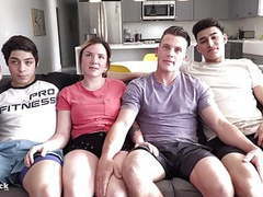 KiloMatures presents: Crazy teen 4some. ass splitting huge cock and rimming!