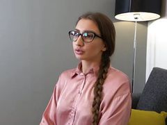 KiloMatures presents: Hot brunette english tutor fucks hard and gets in her mouth!