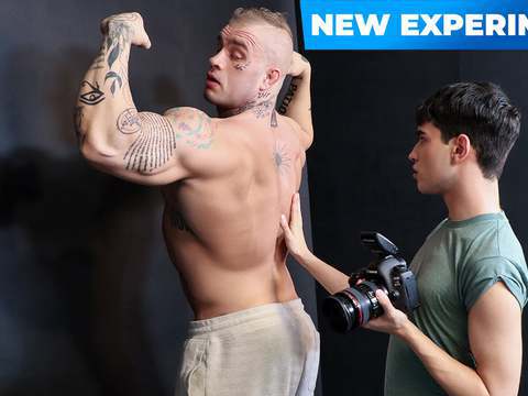 KiloMatures presents: Hunk tattooed model davin strong drills photographer's ass and makes him cum on his dick - sayuncle