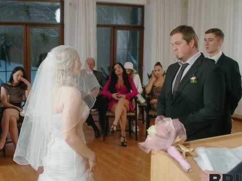 KiloMatures presents: Dirty bride kristy waterfall rides a lover while people watch