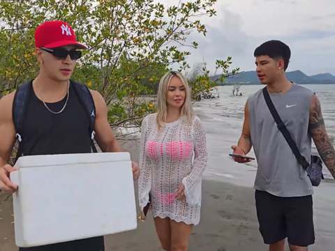 KiloMatures presents: Threesome on the beach with stepbrothers - danner mendez - tatiana alvarez - max betancur
