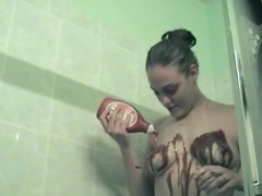 KiloMatures presents: Kinky amateur minx pours paint and cream all over her body
