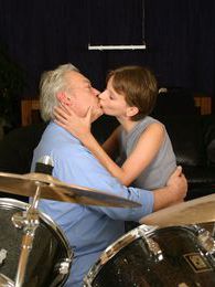 KiloMatures presents: Teenie tasting the cumload from a grey old male drummer