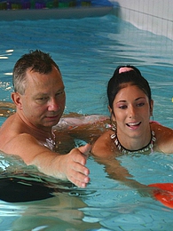 KiloMatures presents: Brunette teenage beauty fucked by a horny swim teaching paps