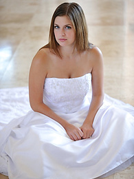 KiloMatures presents: Busty glamorous amateur Danielle models wedding gown indoors & by the pool