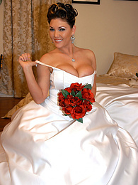 KiloMatures presents: Horny bride Claire Dames enjoys licking her big tits and fingering her pussy