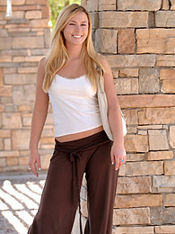KiloMatures presents: Light-Haired american cutie Summer Solstice removes her clothes and toys her twat