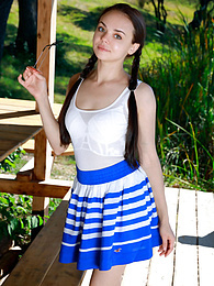 KiloMatures presents: Fresh-Faced russian beauty Mia Grandy gets totally naked on a picnic table in a garden